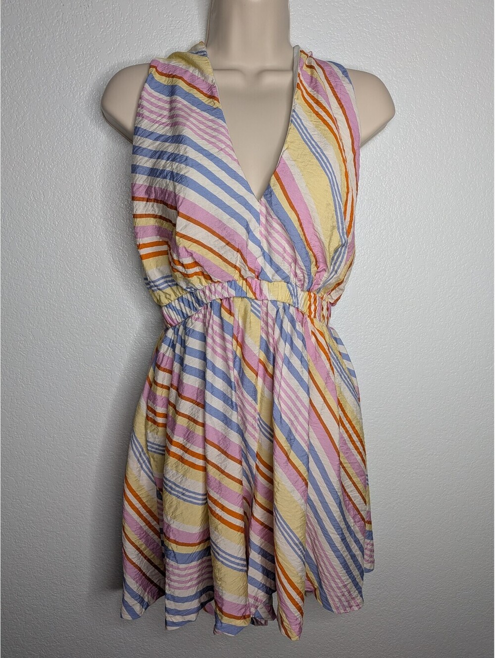 FRNCH Paris Multicolor Striped Halter Mini Dress Women's Size S